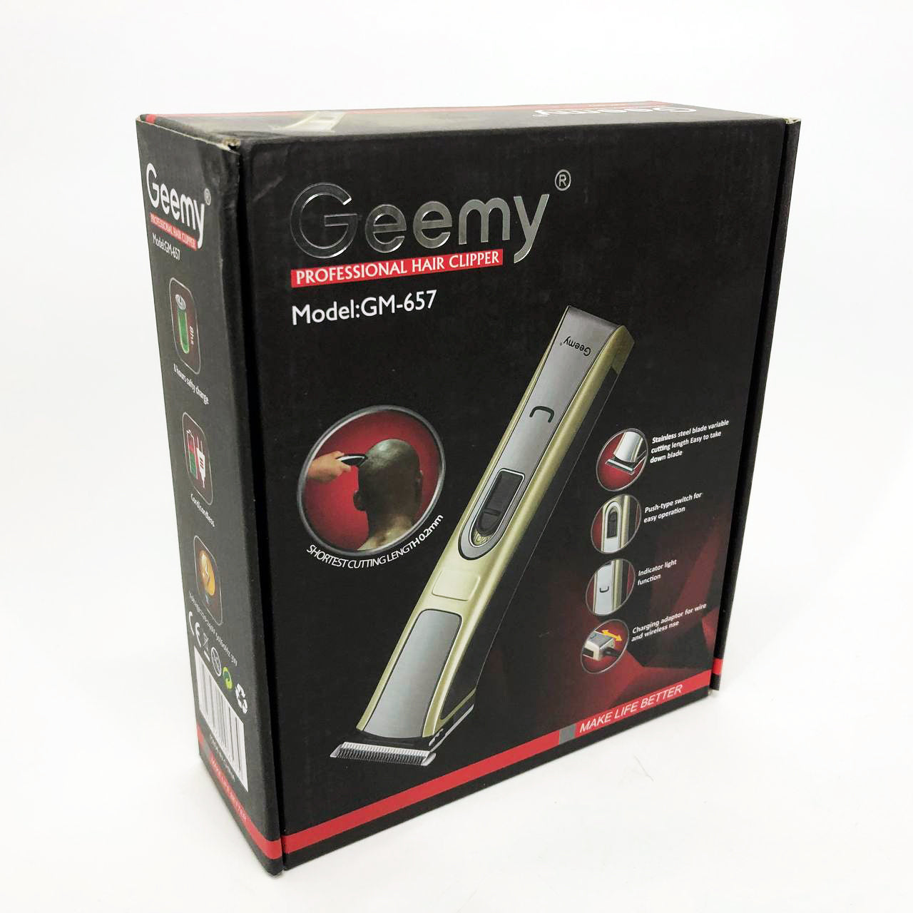 Машинка для стрижки Gemei GM-657 беспроводная с комплектом насадок, Парикмахерские машинки