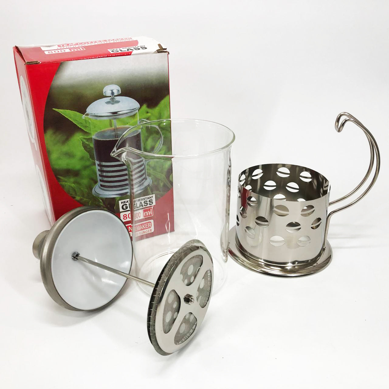 Заварник френч-пресс Unique UN-1153 0.8 л, Стильный стеклянный заварочный чайник, Заварник для трав