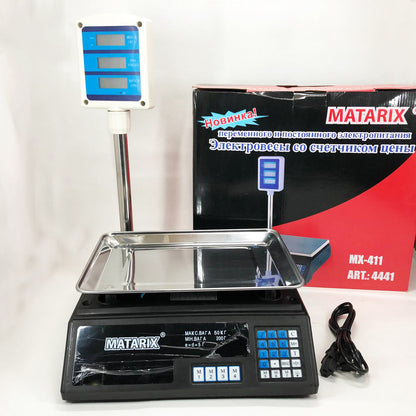 Весы товарные Matarix MX-411+ на 50 кг, Торговые весы с табло, Торговые весы настольные со стойкой