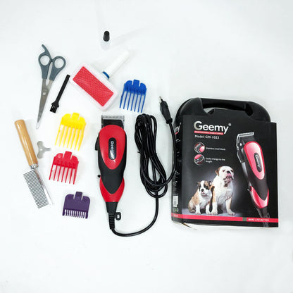 Машинка Gemei GM-1023 для стрижки животных с 4 насадками для любого типа шерсти + ножницы и расческа-гребешок
