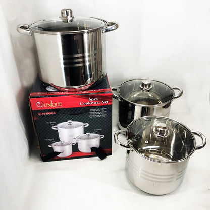 Набор больших кастрюль Unique UN-5041 из нержавеющей стали 5-ти слойным дном с крышками