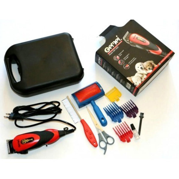 Машинка Gemei GM-1023 для стрижки животных с 4 насадками для любого типа шерсти + ножницы и расческа-гребешок