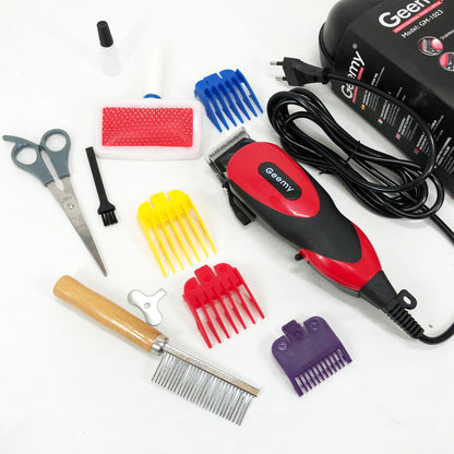 Машинка Gemei GM-1023 для стрижки животных с 4 насадками для любого типа шерсти + ножницы и расческа-гребешок