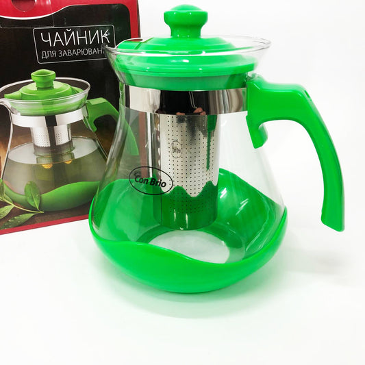 Чайник заварочный Con Brio Green CB-6215 1,5 л, Чайник самовар стеклянный. Цвет: зеленый