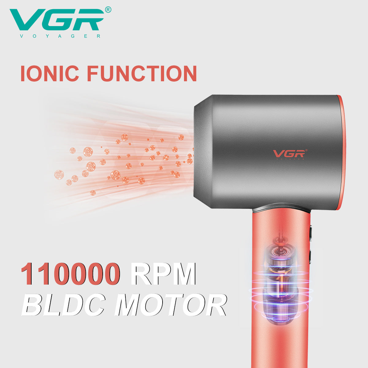 Фен професійний VGR V-440. Цвет: оранжевый