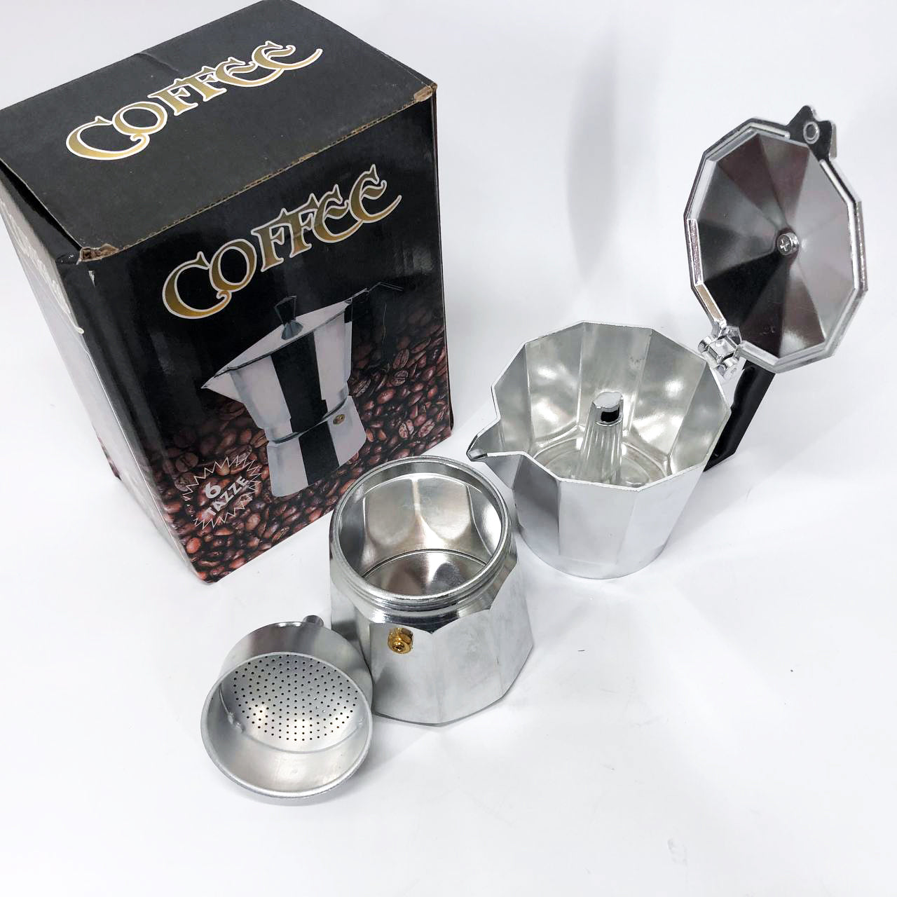 Кофеварка гейзерная из нержавеющей стали UNIQUE UN-1912 270 мл, Гейзерная кофеварка 3 чашки