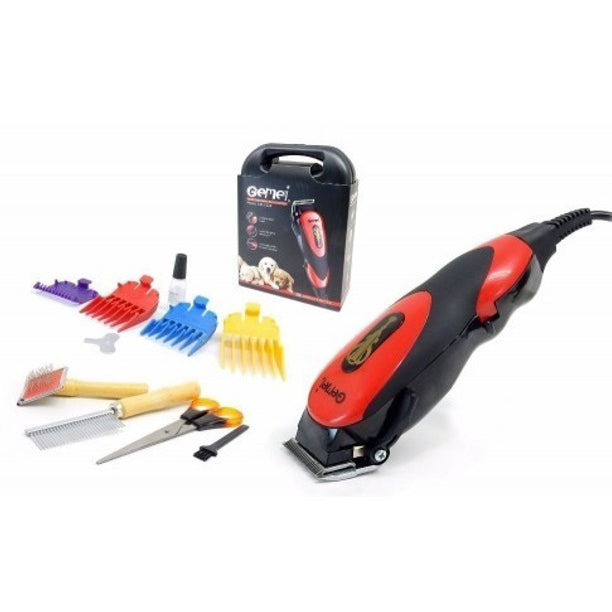 Машинка Gemei GM-1023 для стрижки животных с 4 насадками для любого типа шерсти + ножницы и расческа-гребешок