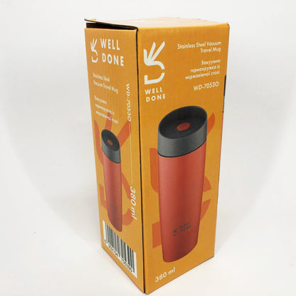 Термокружка Well Done WD-7053O вакуумная 380 мл, Качественный термос для дома. Цвет: оранжевый