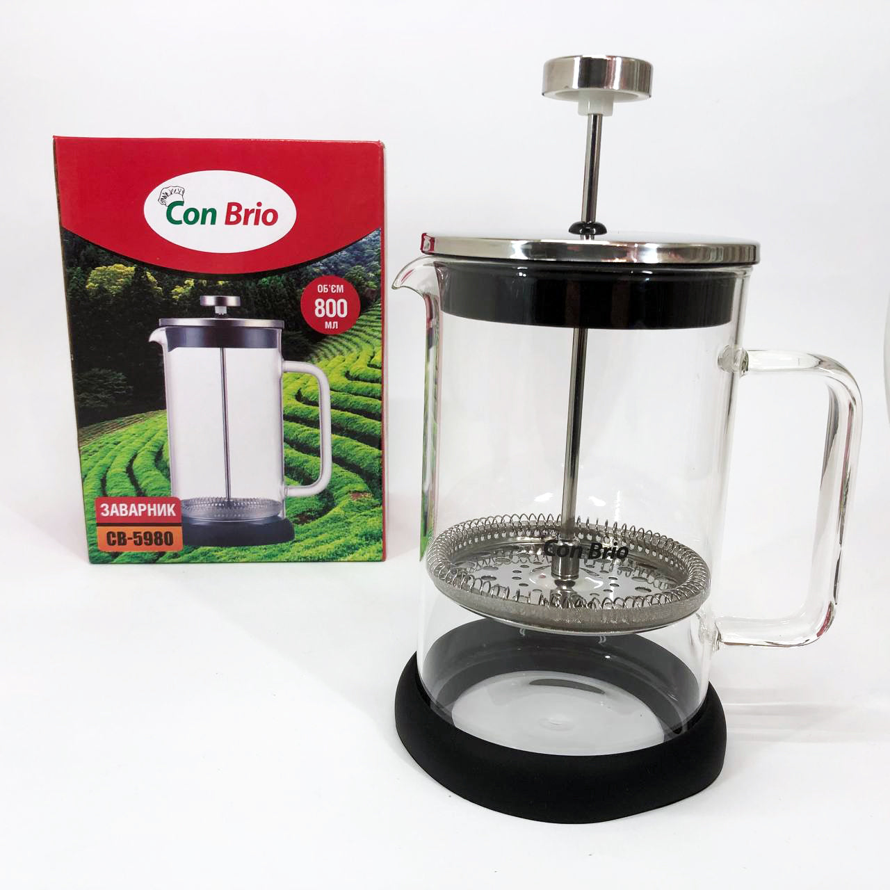 Френч-пресс Con Brio CB-5980 800 мл, Чайник для заваривания трав, Заварник прозрачный