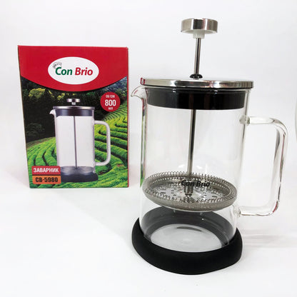 Френч-пресс Con Brio CB-5980 800 мл, Чайник для заваривания трав, Заварник прозрачный