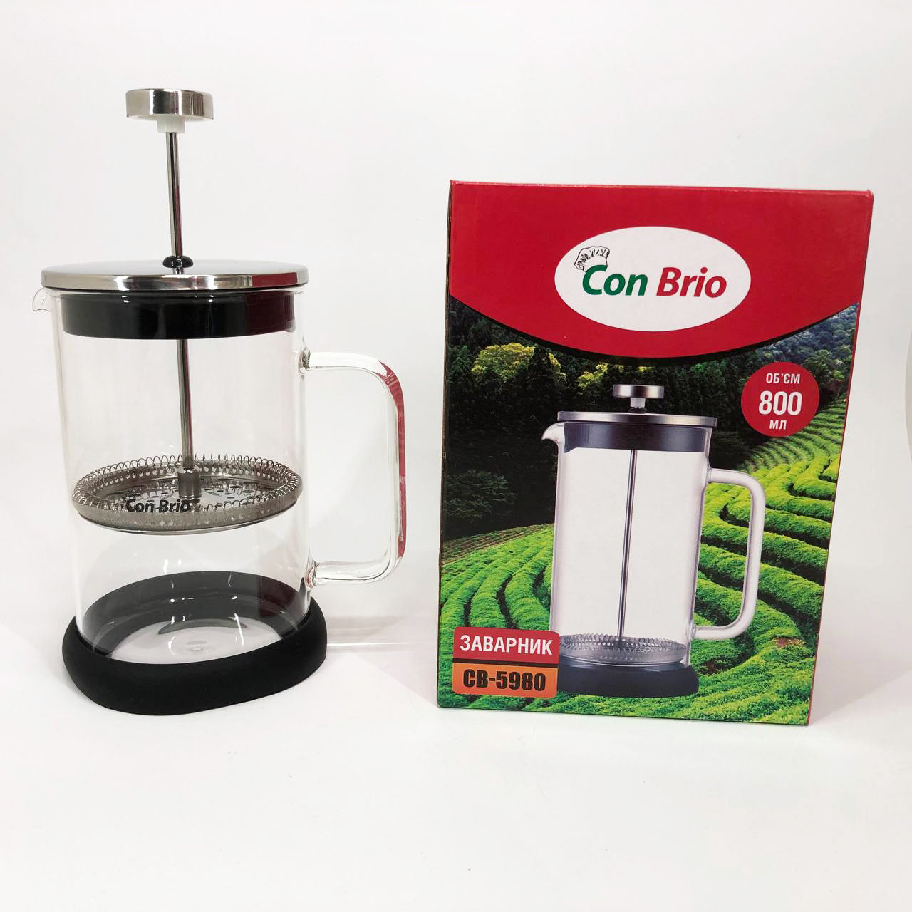 Френч-пресс Con Brio CB-5980 800 мл, Чайник для заваривания трав, Заварник прозрачный