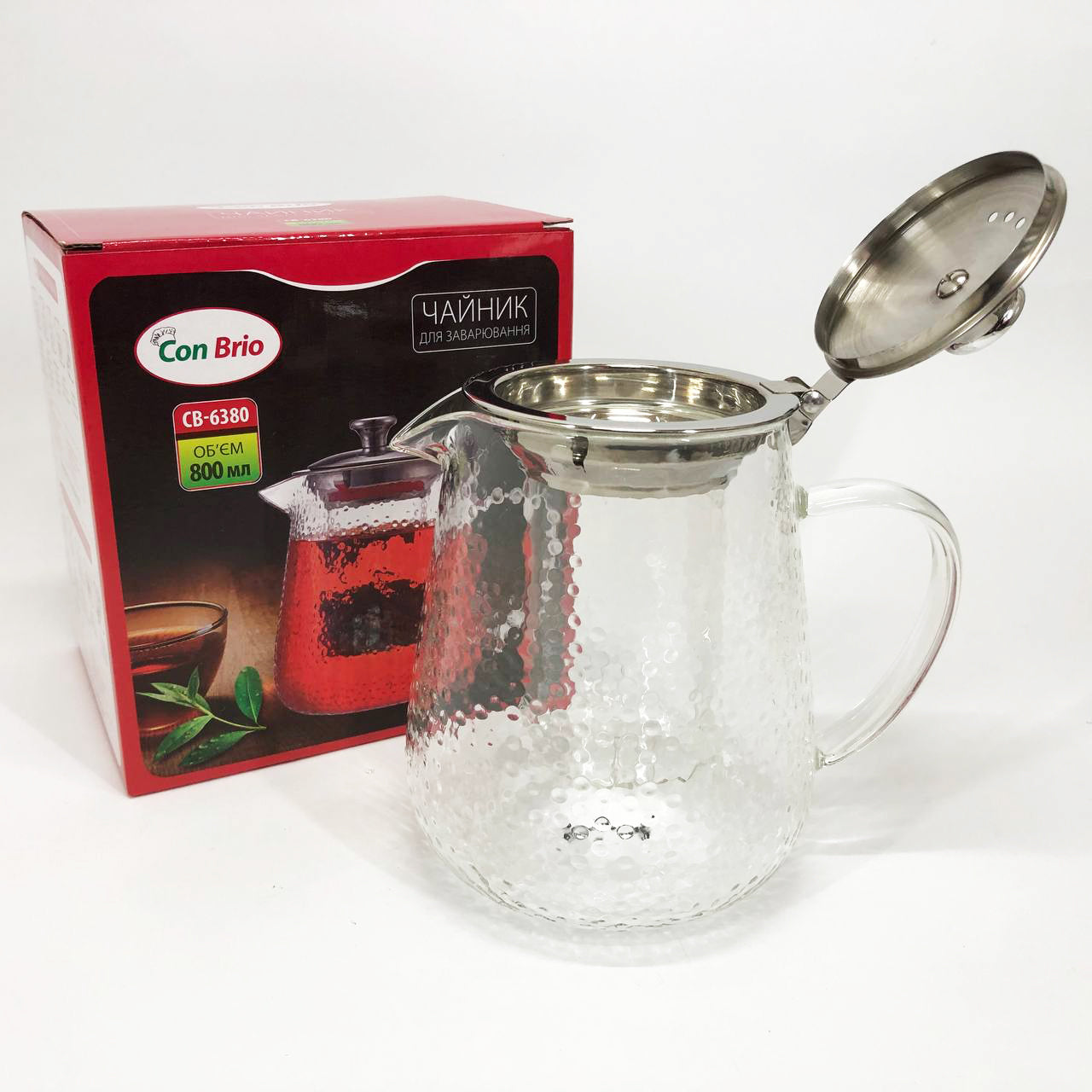 Чайник заварочный заварник для чая Con Brio CB-6380 800 мл, Стильный стеклянный заварочный чайник