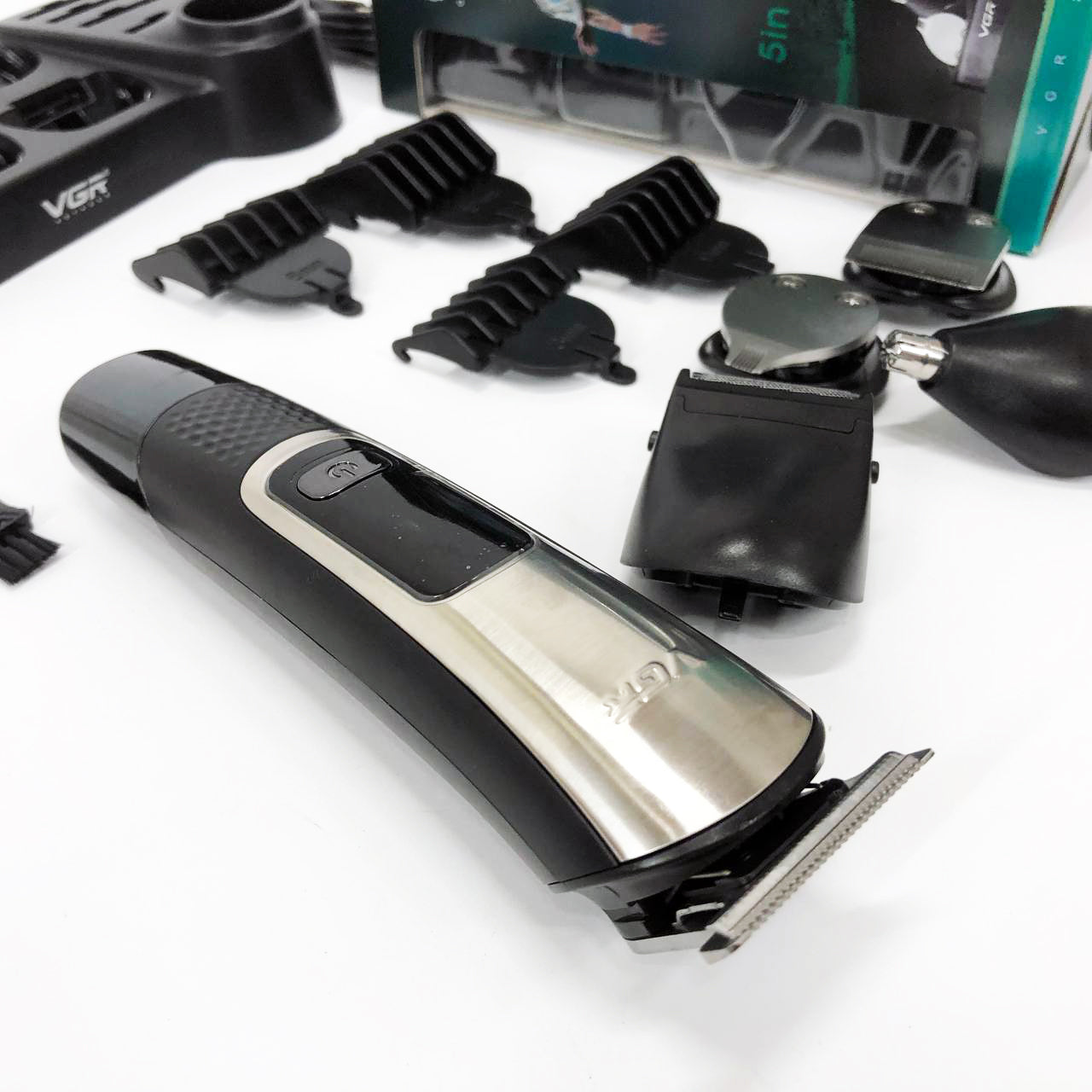 Набор для стрижки VGR 5 в 1 V-111, 9 насадок, Аккумуляторный универсальный триммер для стрижки