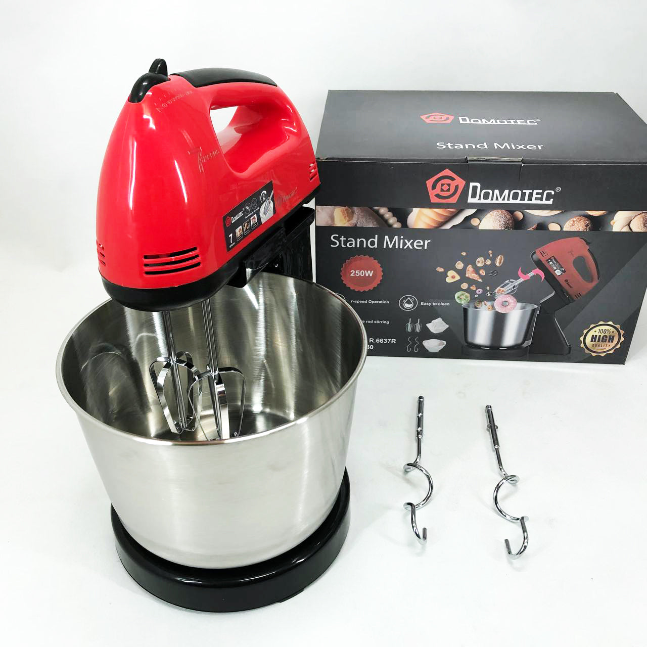Миксер ручной с чашей Domotec R6637R 2 литра 250 W, Миксер стационарный с чашей из нержавейки
