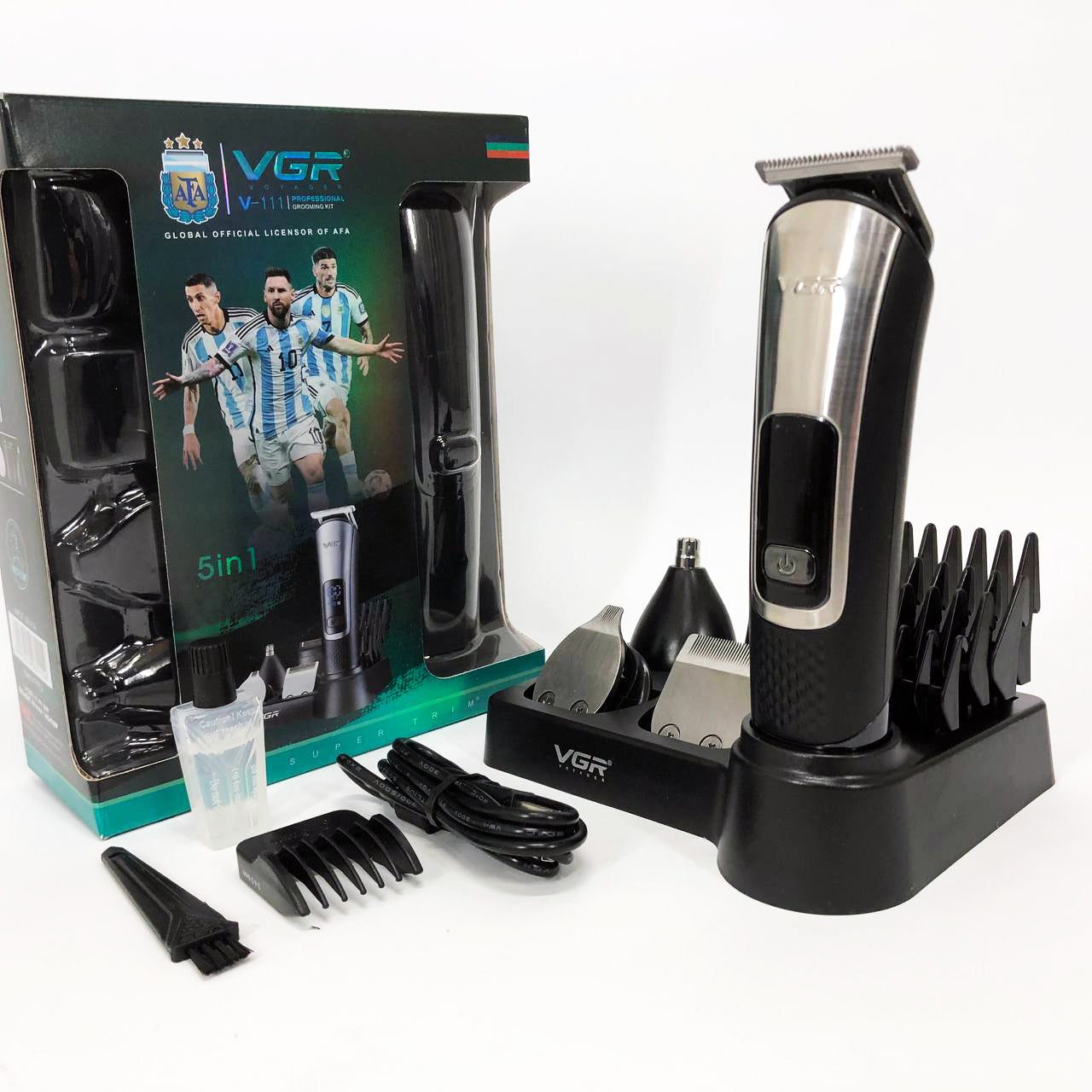 Набор для стрижки VGR 5 в 1 V-111, 9 насадок, Аккумуляторный универсальный триммер для стрижки