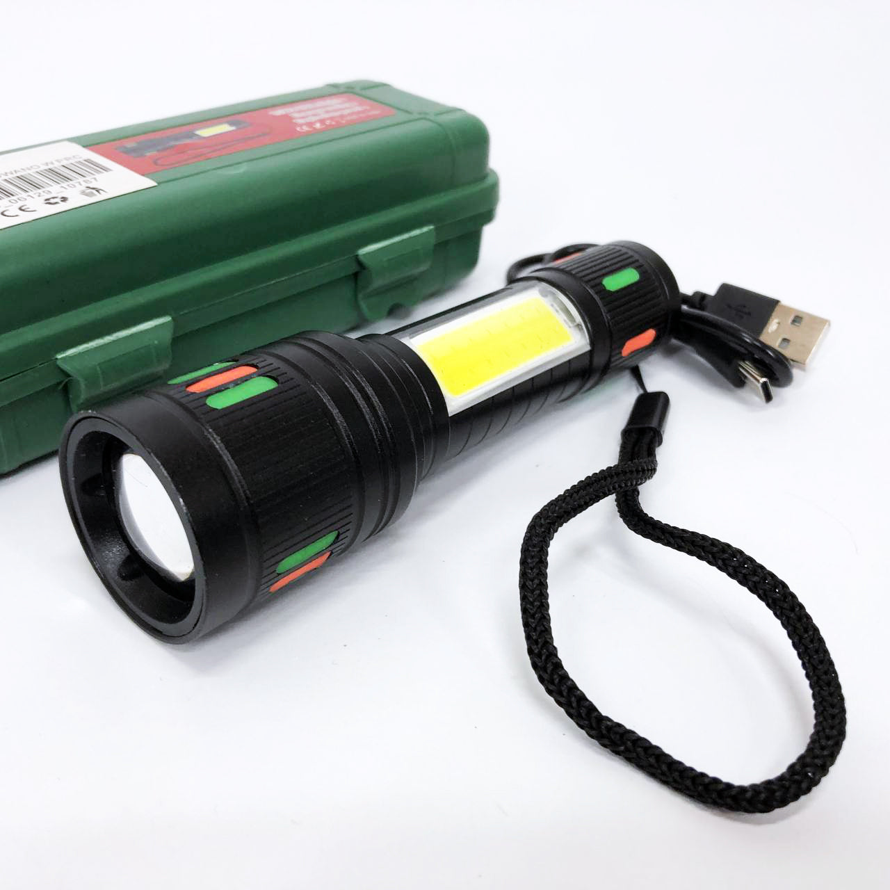 Фонарик 623-TG+COB, Переносной ручной мощный фонарь, Портативный светодиодный фонарь с зарядкой