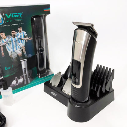Набор для стрижки VGR 5 в 1 V-111, 9 насадок, Аккумуляторный универсальный триммер для стрижки