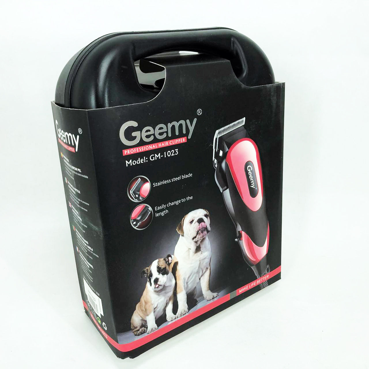 Машинка Gemei GM-1023 для стрижки животных с 4 насадками для любого типа шерсти + ножницы и расческа-гребешок