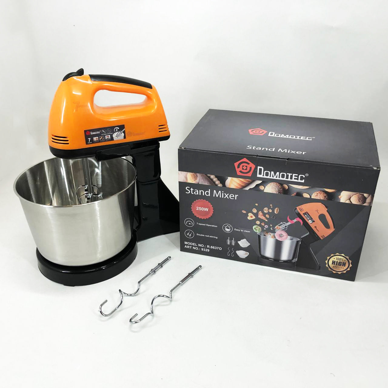 Стационарный миксер для кухни на 7 скоростей Domotec R6637O 250 W Кухонный электрический миксер с чашей