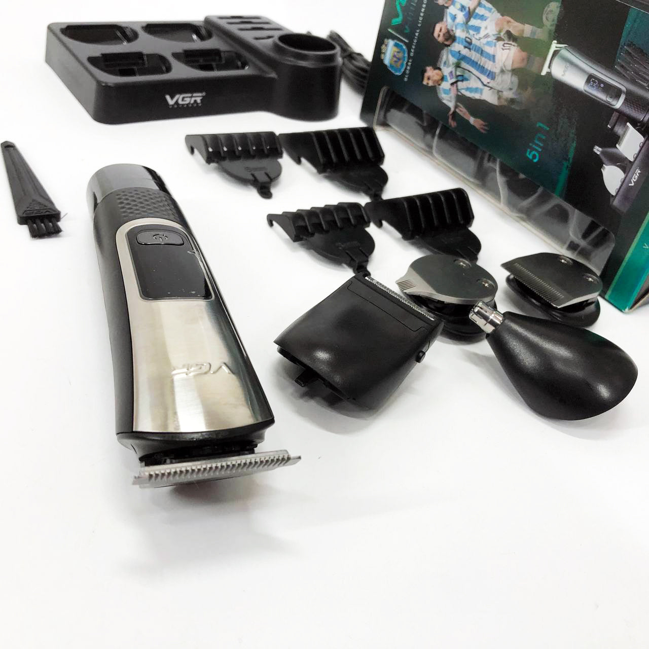 Набор для стрижки VGR 5 в 1 V-111, 9 насадок, Аккумуляторный универсальный триммер для стрижки