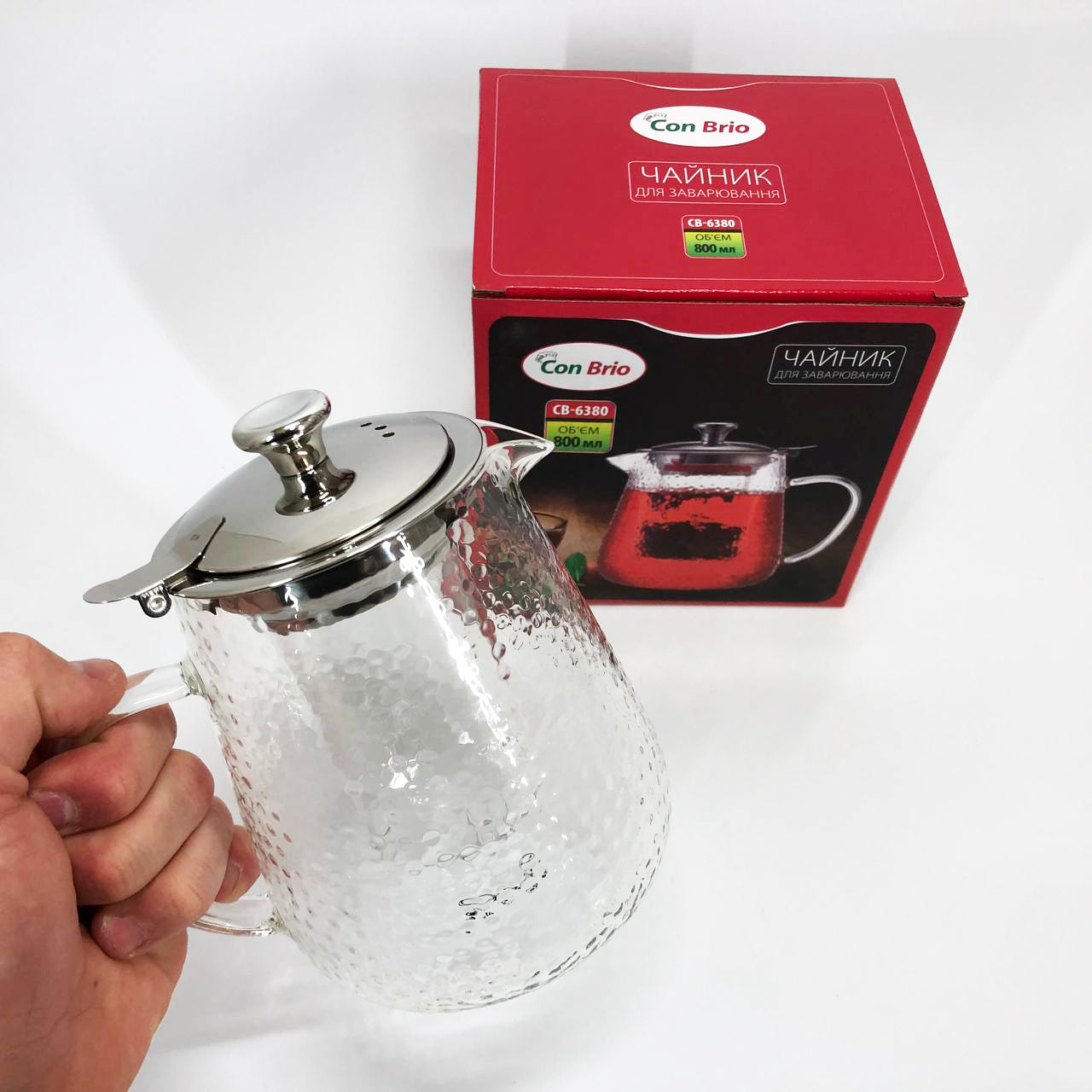 Чайник заварочный заварник для чая Con Brio CB-6380 800 мл, Стильный стеклянный заварочный чайник