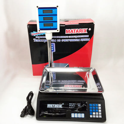 Весы товарные Matarix MX-411+ на 50 кг, Торговые весы с табло, Торговые весы настольные со стойкой