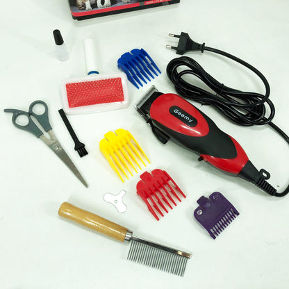 Машинка Gemei GM-1023 для стрижки животных с 4 насадками для любого типа шерсти + ножницы и расческа-гребешок
