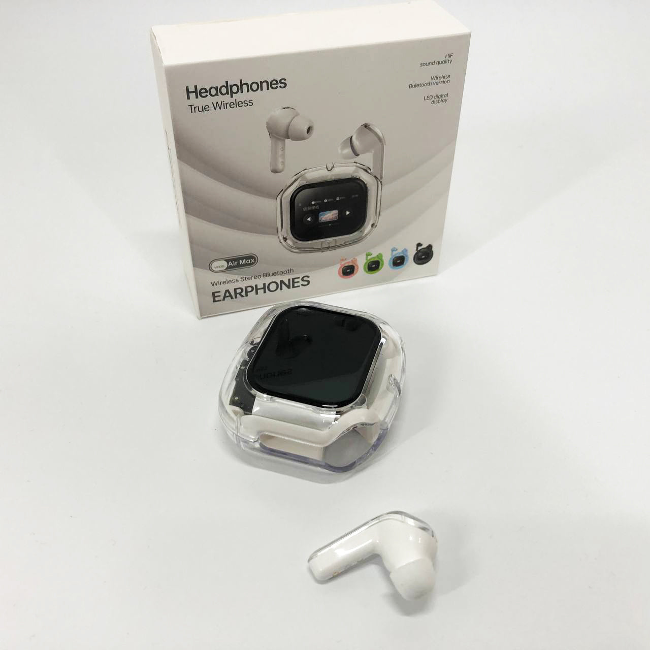 Беспроводные вакуумные наушники TWS с LED дисплеем, влагозащита IPx4 Bluetooth 5.4 с кейсом. Цвет: белый