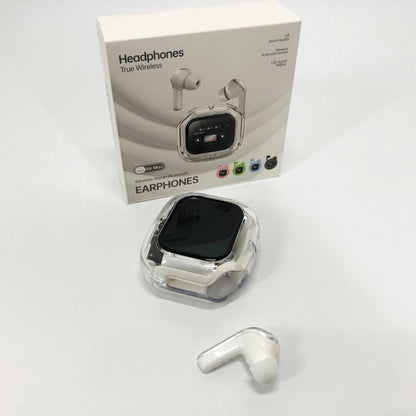 Беспроводные вакуумные наушники TWS с LED дисплеем, влагозащита IPx4 Bluetooth 5.4 с кейсом. Цвет: белый