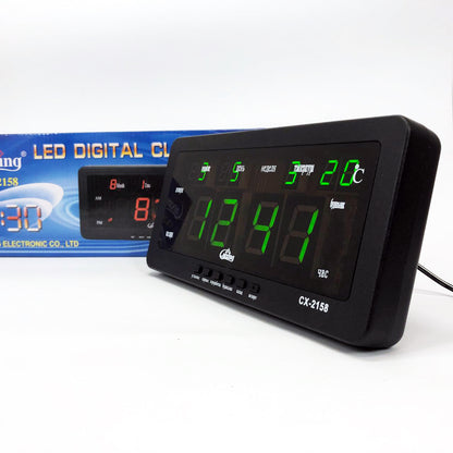Часы настольные Caixing CX-2158 с зеленой подсветкой, Электронные настольные часы digital светящиеся