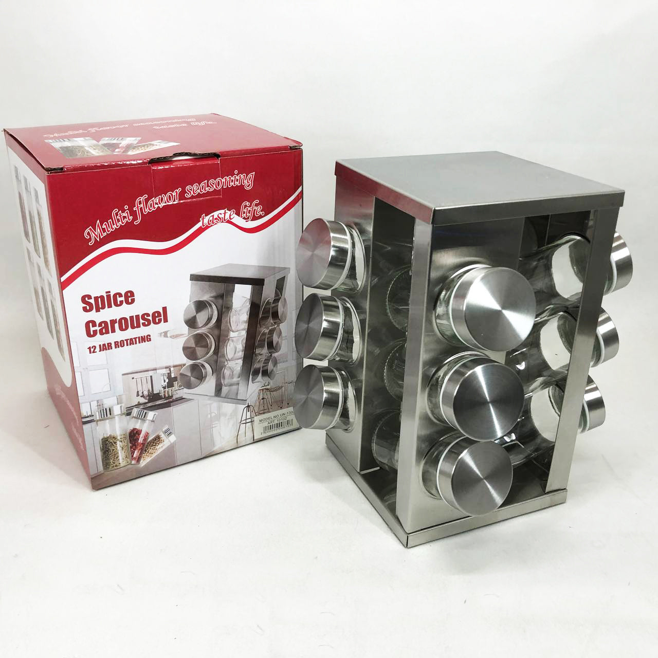 Набор емкостей для специй на подставке UNIQUE 12 в 1 Квадрат Органайзер для приправ, Стойка для специй