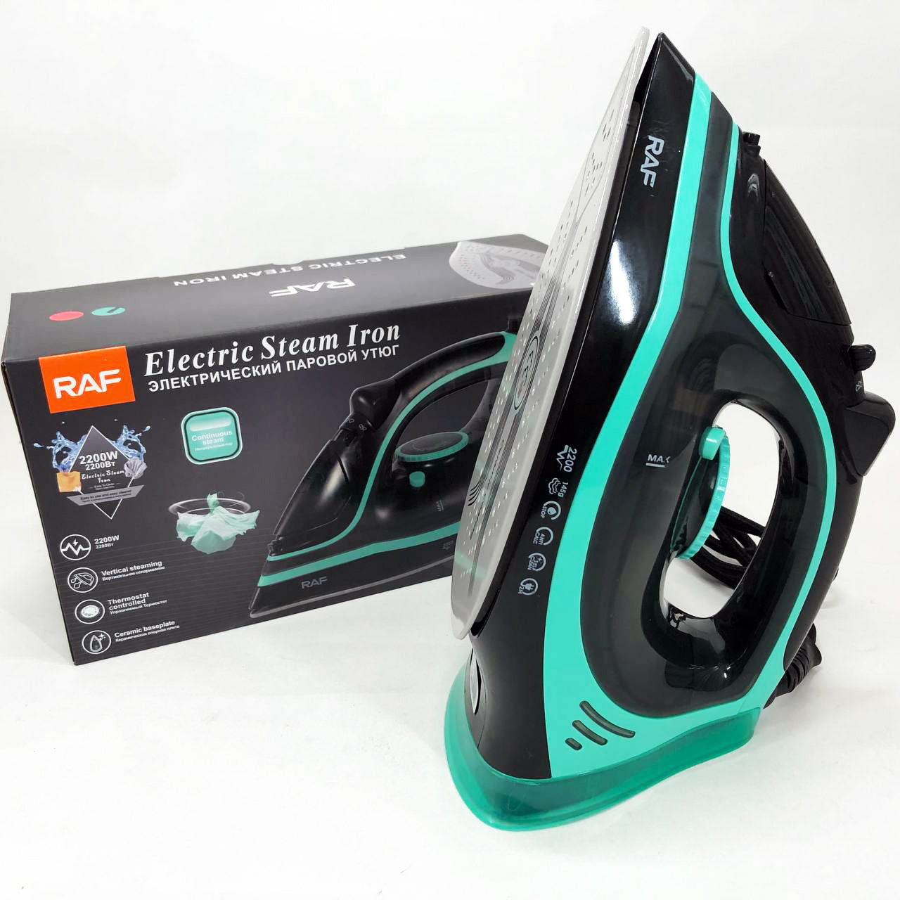 Утюг паровой RAF R.1250 с керамической подошвой и функцией самоочистки 2200 Вт. Цвет: синий