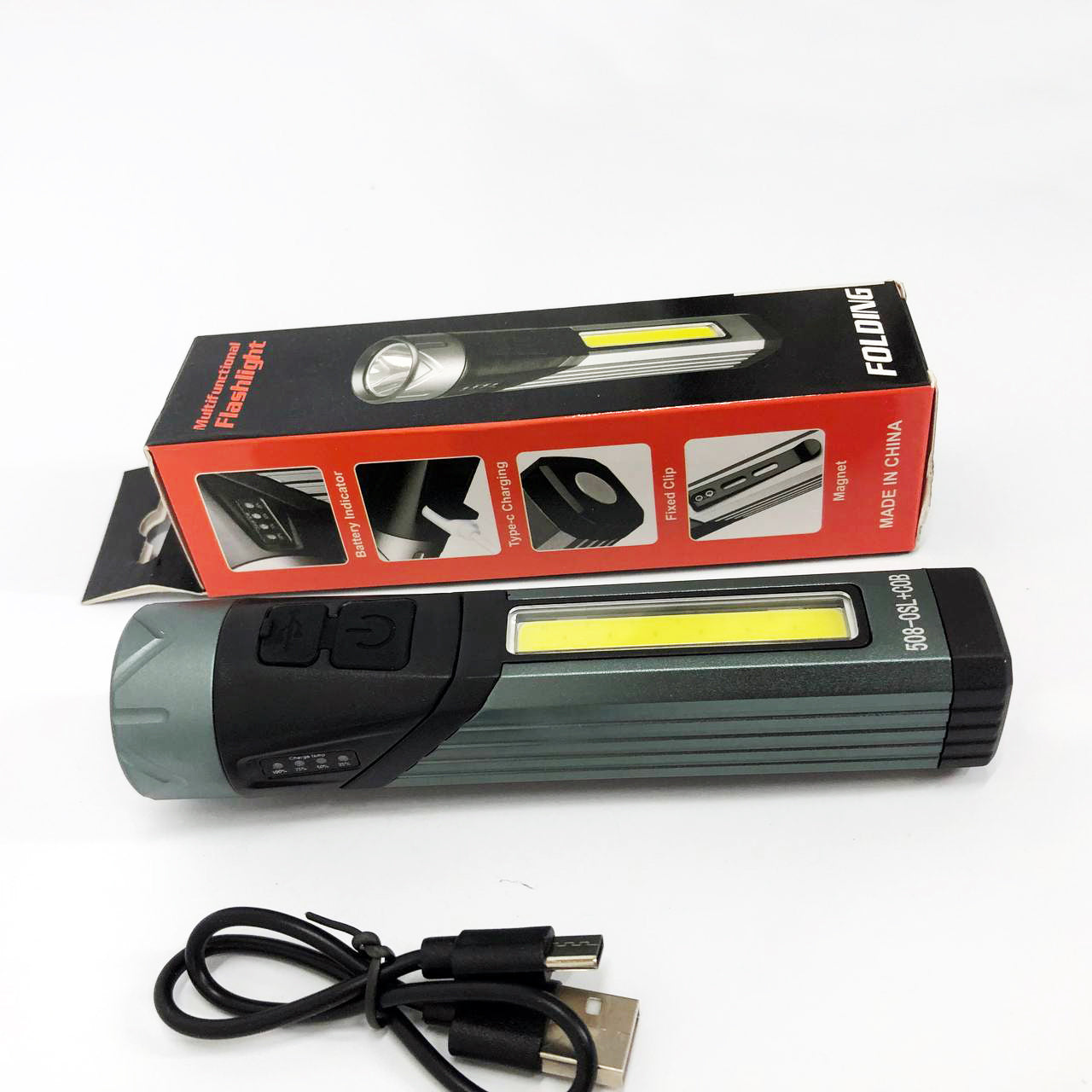 Фонарь карманный поворотный Police 508-OSL+COB, встроенным аккумулятором, магнитом и 7 режимами