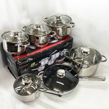 Набор посуды UNIQUE UN-5037 12 предметов (16; 16; 18; 20; 24; сковорода 24 см)