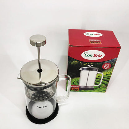 Френч-пресс Con Brio СВ-5960 600 мл, Стильный чайник для заварки, Стильный стеклянный заварочный чайник