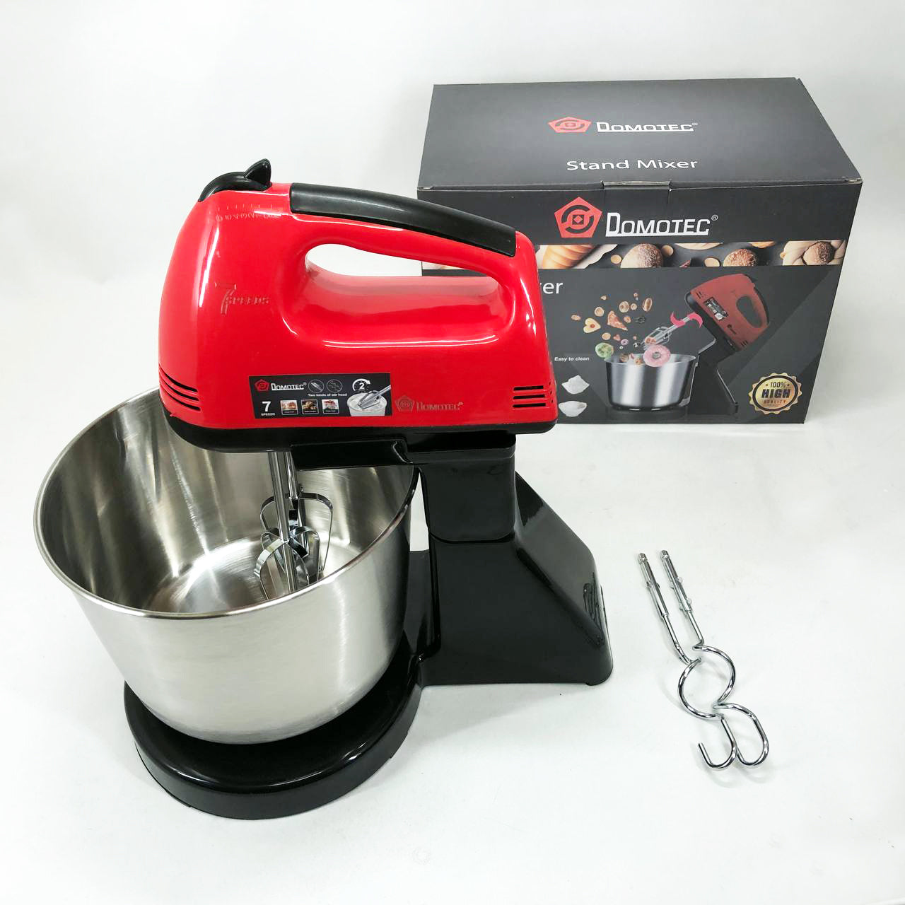 Миксер ручной с чашей Domotec R6637R 2 литра 250 W, Миксер стационарный с чашей из нержавейки