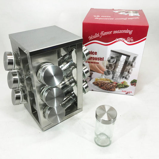 Набор емкостей для специй на подставке UNIQUE 12 в 1 Квадрат Органайзер для приправ, Стойка для специй