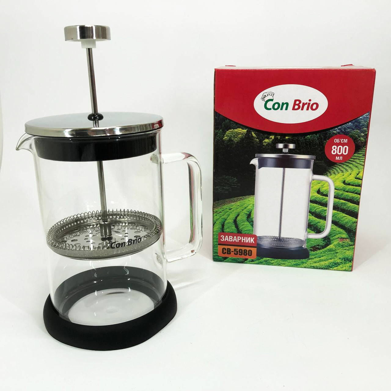 Френч-пресс Con Brio CB-5980 800 мл, Чайник для заваривания трав, Заварник прозрачный