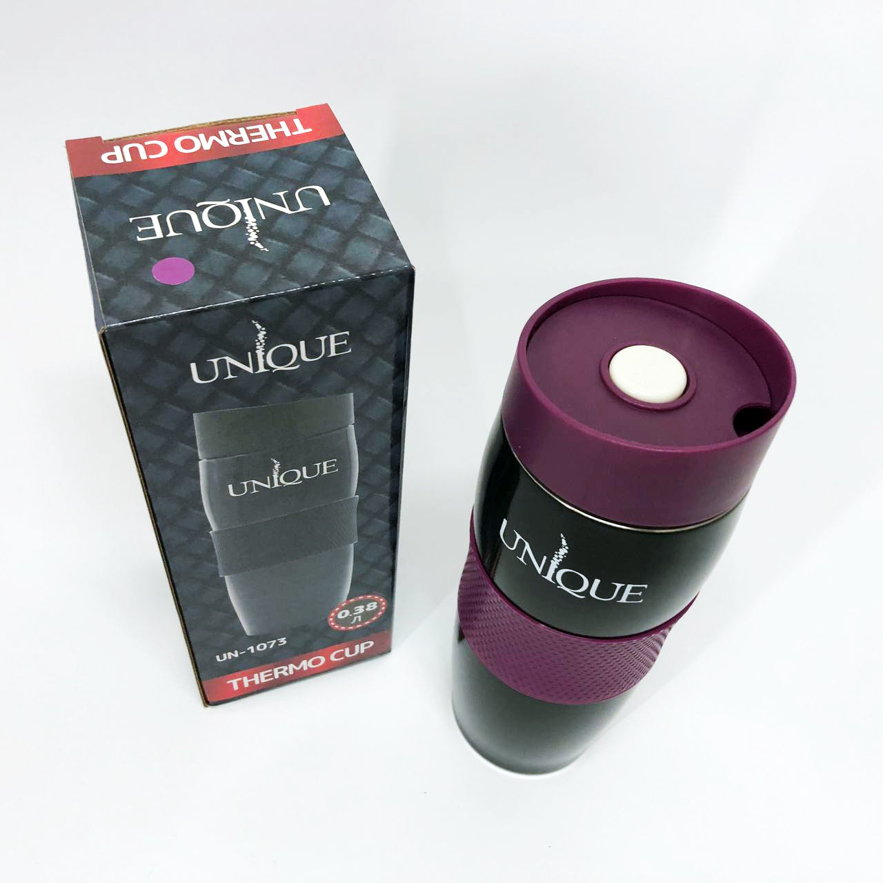 Термокружка UNIQUE UN-1073 0.38 л, Путешественнический термос, Фляга для пикника. Цвет: фиолетовый