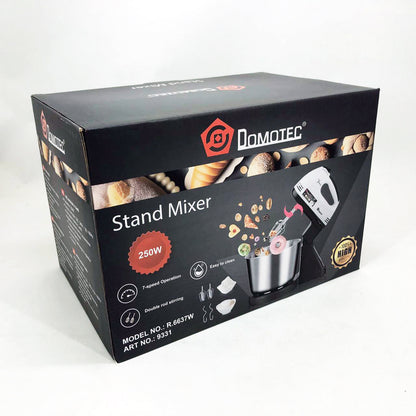 Миксер стационарный с металлической чашей Domotec R6637W Кухонный электрический на 250 Вт 7 скоростей
