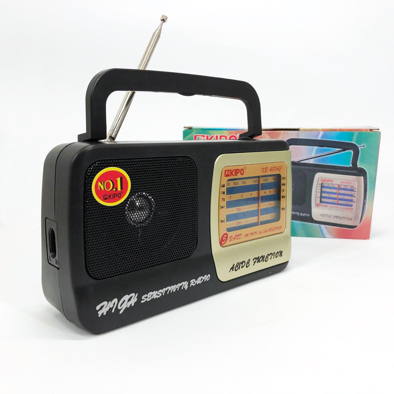 Радиоприёмник KIPO KB-408 AC мощный радио FM c usb питание от батарейки R20 или от сети