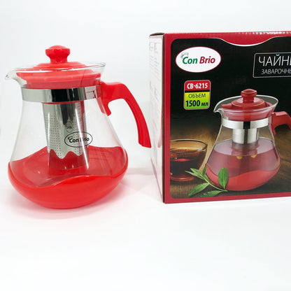 Чайник заварочный Con Brio Green CB-6215 1,5 л, Чайник заварочный качественный на кухню. Цвет: красный