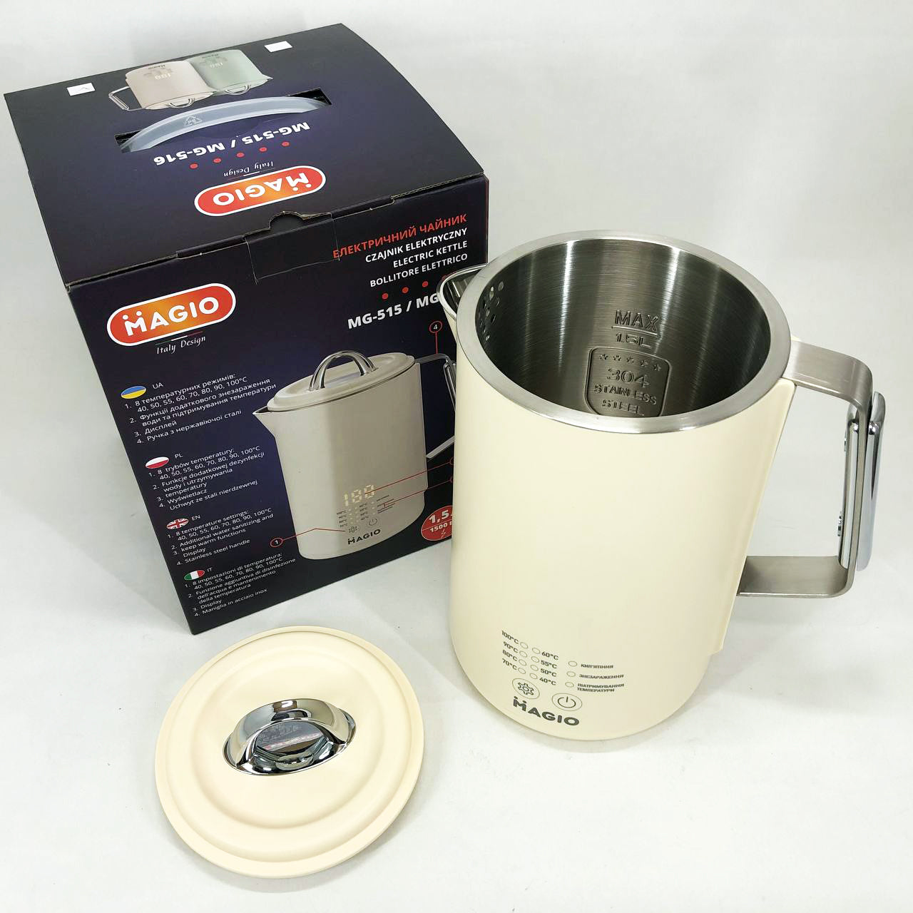 Электрочайник Magio MG-516, 1.5 л, 1500 Вт, с двойными стенками