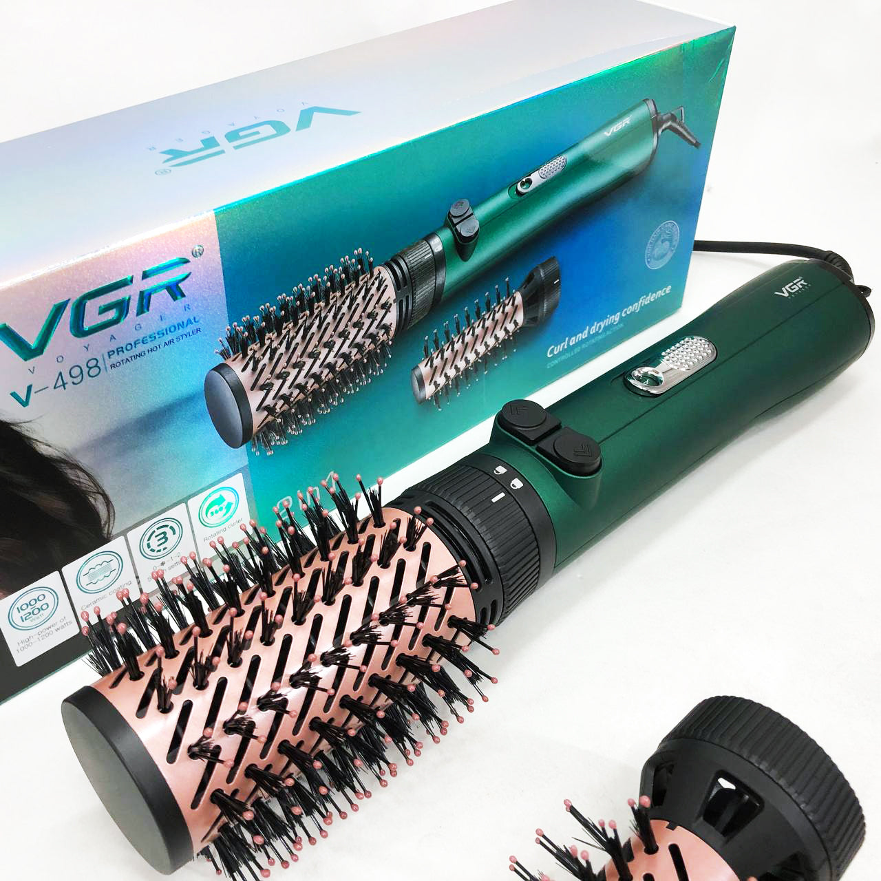 Фен щетка для волос 2 в 1 VGR V-498, стайлер браш, Фен для красивой укладки волос, Фен для ломких волос