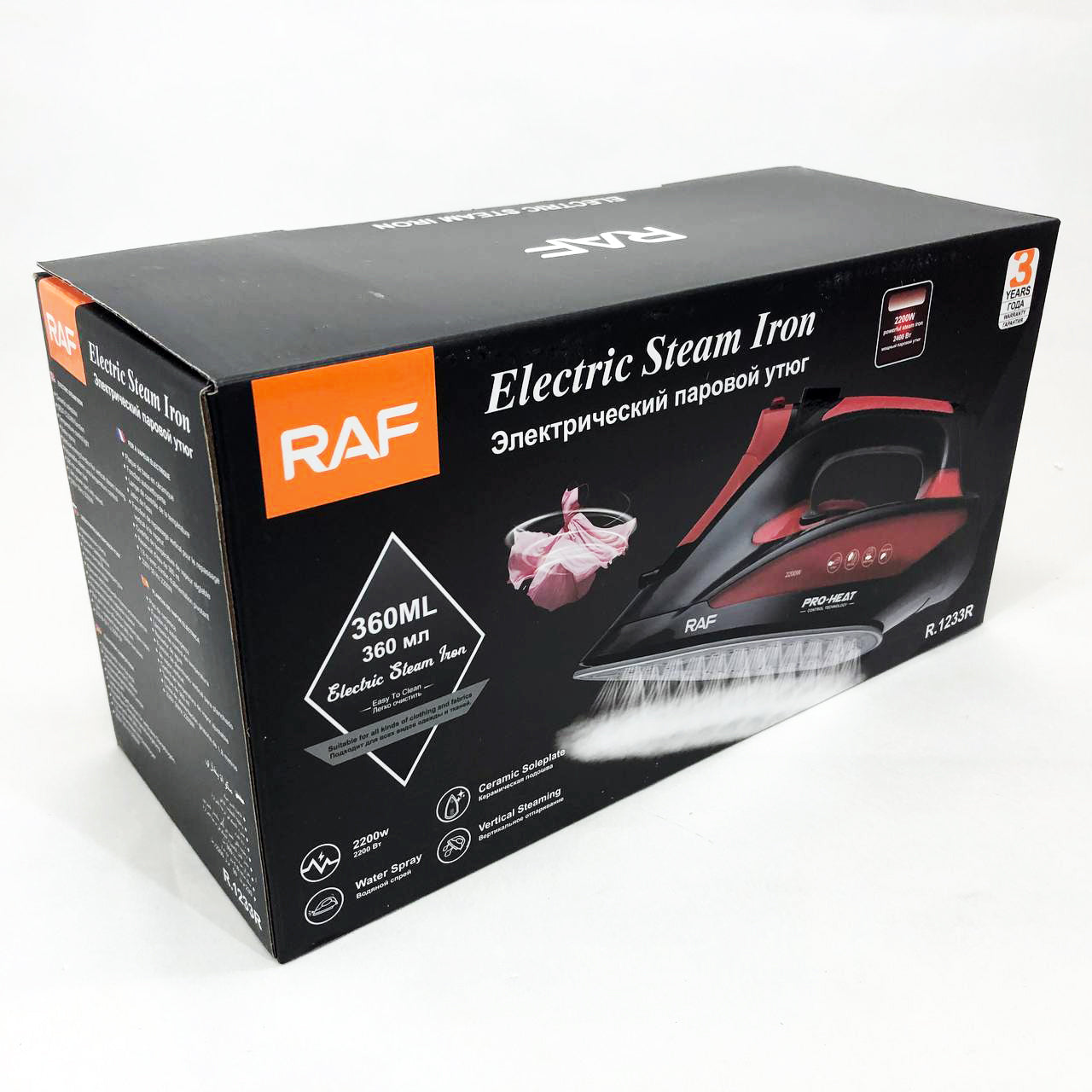 Утюг с керамической подошвой RAF R.1233 мощность 2200Вт 320 мл