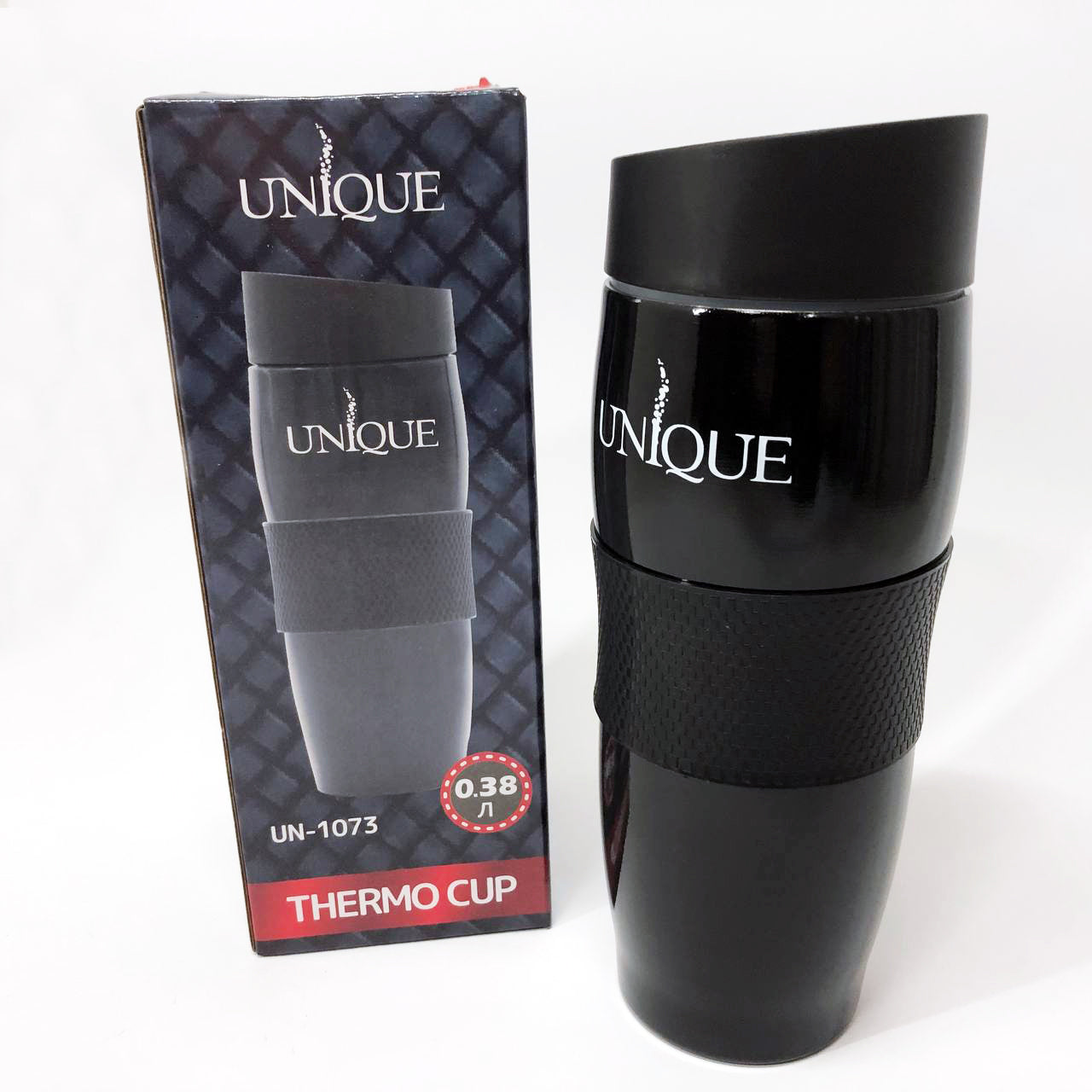 Термокружка UNIQUE UN-1073 0.38 л, Термос для питьевой воды туристический. Цвет: черный