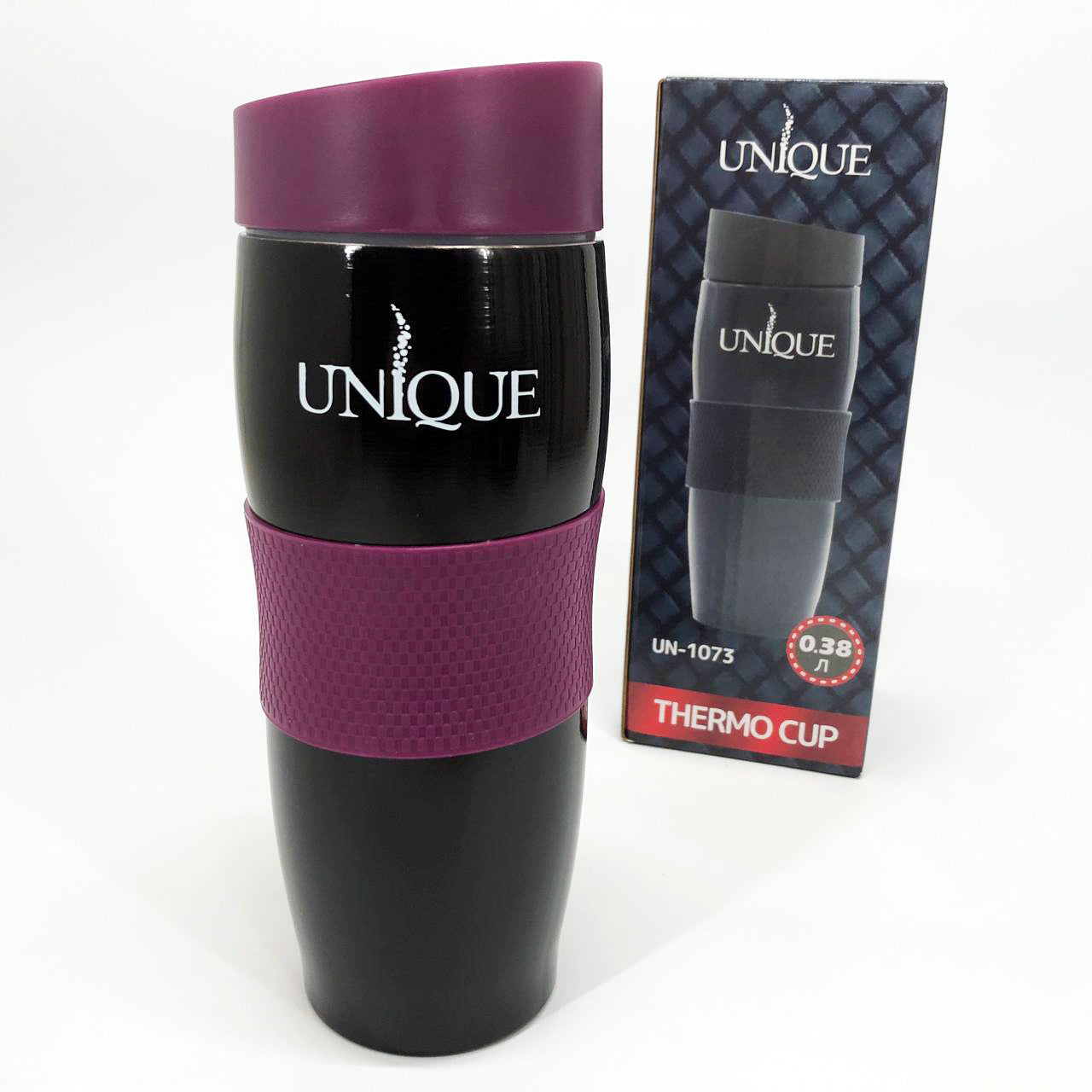 Термокружка UNIQUE UN-1073 0.38 л, Путешественнический термос, Фляга для пикника. Цвет: фиолетовый