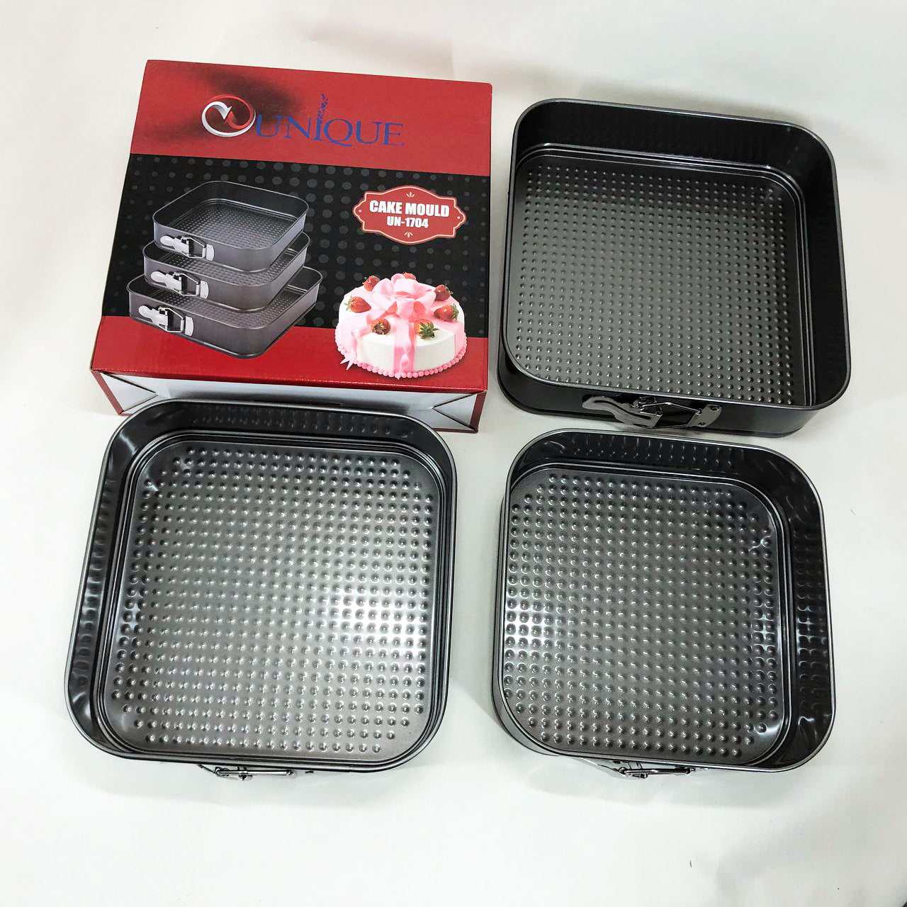 Набор квадратных разъемных форм для выпечки Unique UN-1704 20/22/24 см