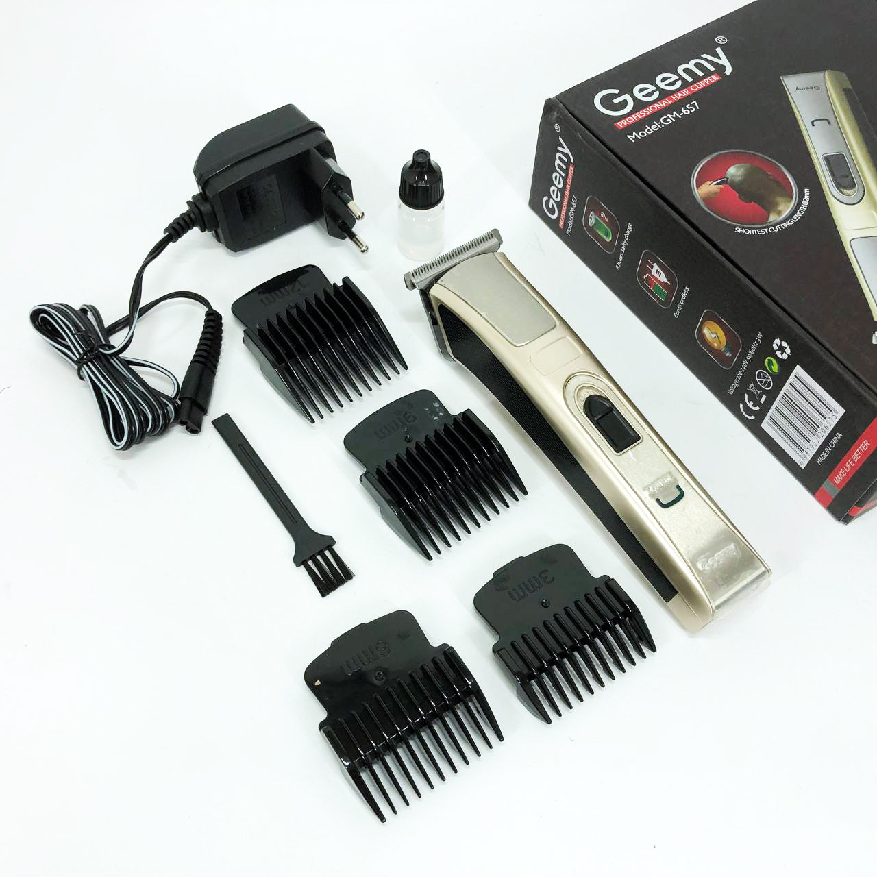 Машинка для стрижки Gemei GM-657 беспроводная с комплектом насадок, Парикмахерские машинки
