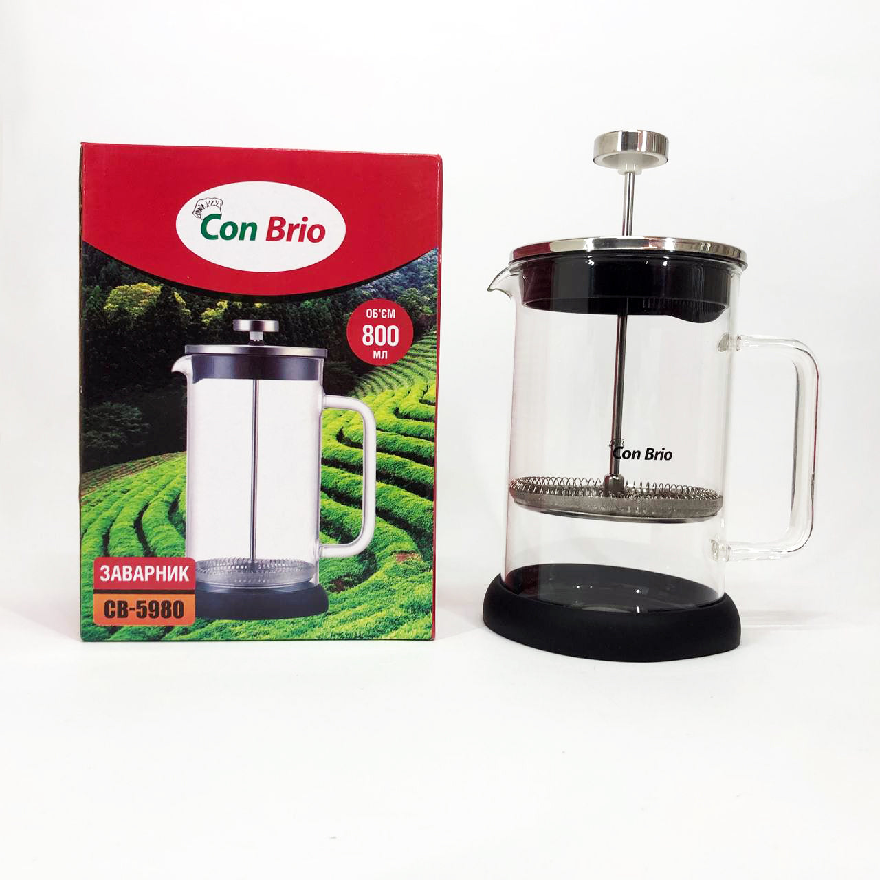 Френч-пресс Con Brio CB-5980 800 мл, Чайник для заваривания трав, Заварник прозрачный